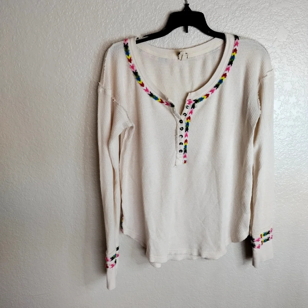 Free People We The Free Rainbow Thermal Top Sz S